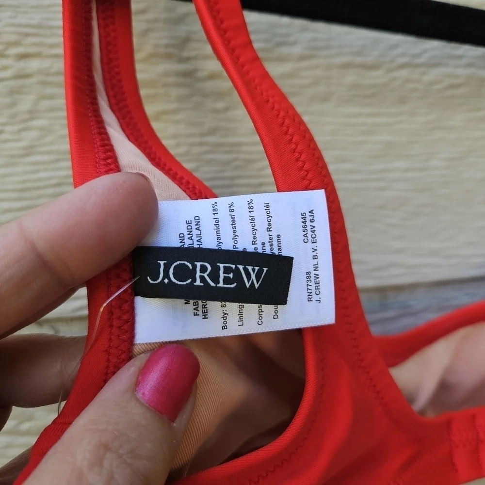 NWT J. Crew heritage scoopneck bikini top size XS red